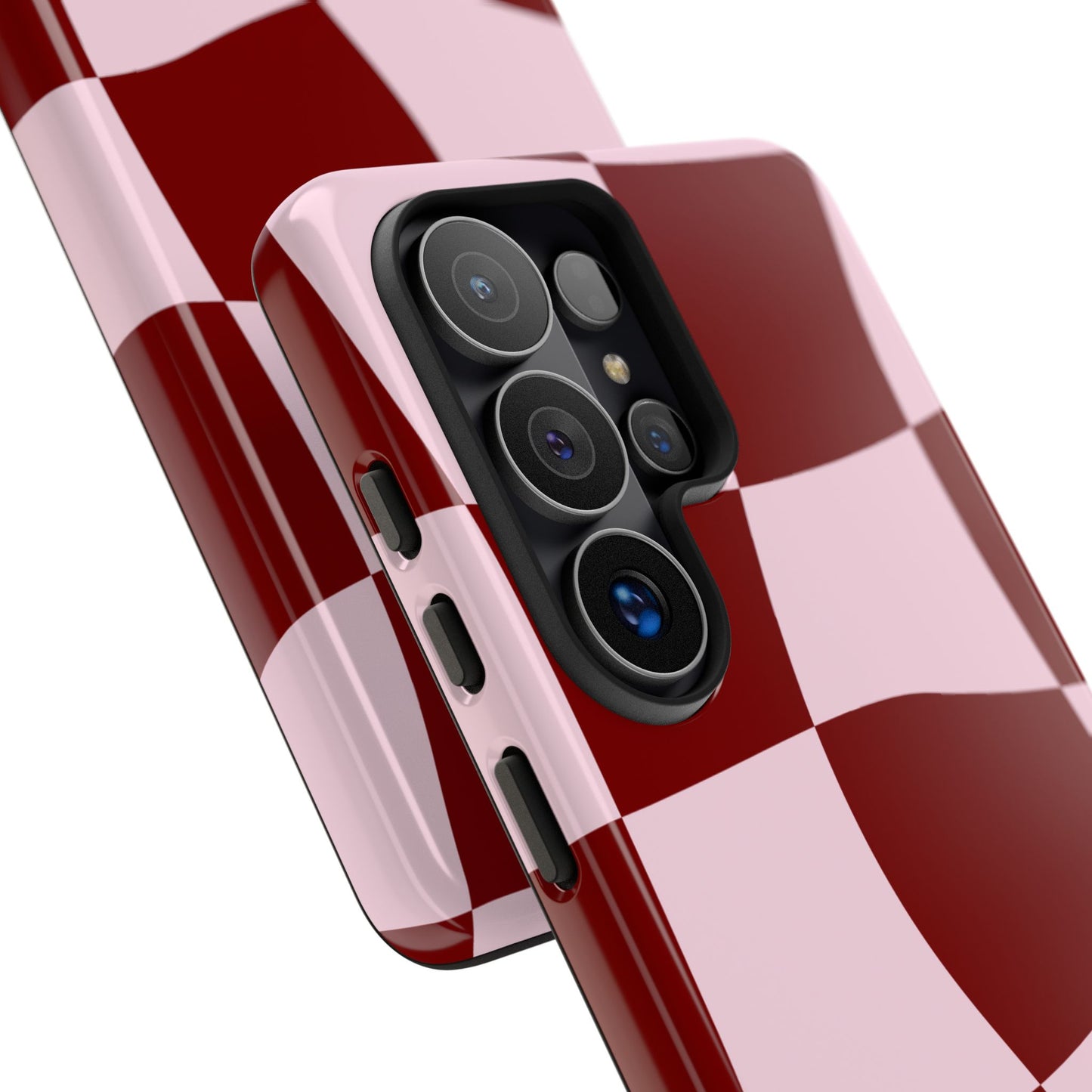 Red & Pink Wavy Checkerboard Tough Phone Case