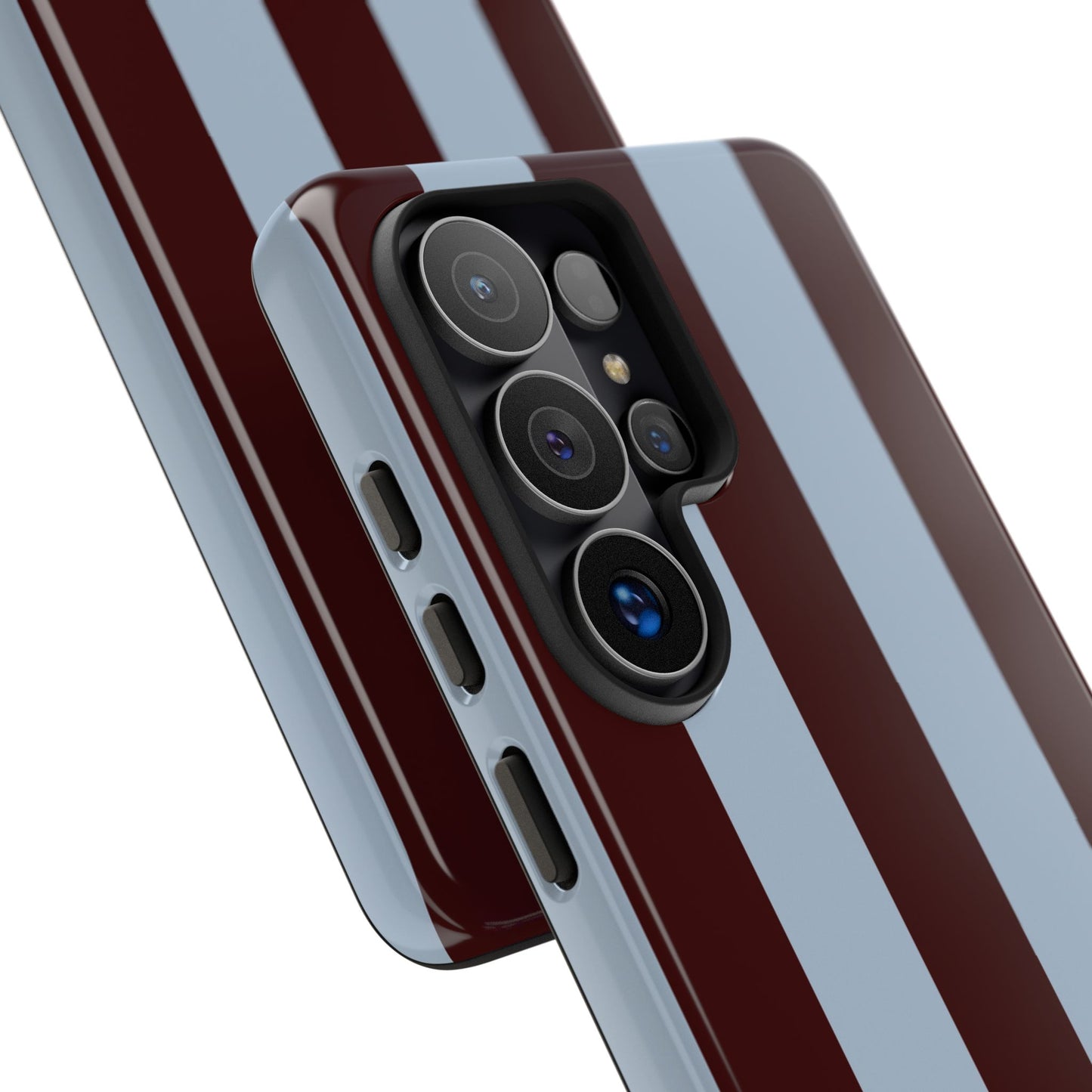 Chocolate Brown & Light Blue Striped Tough Phone Case