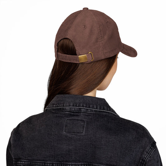 Embroidered Floral Vintage Corduroy Cap