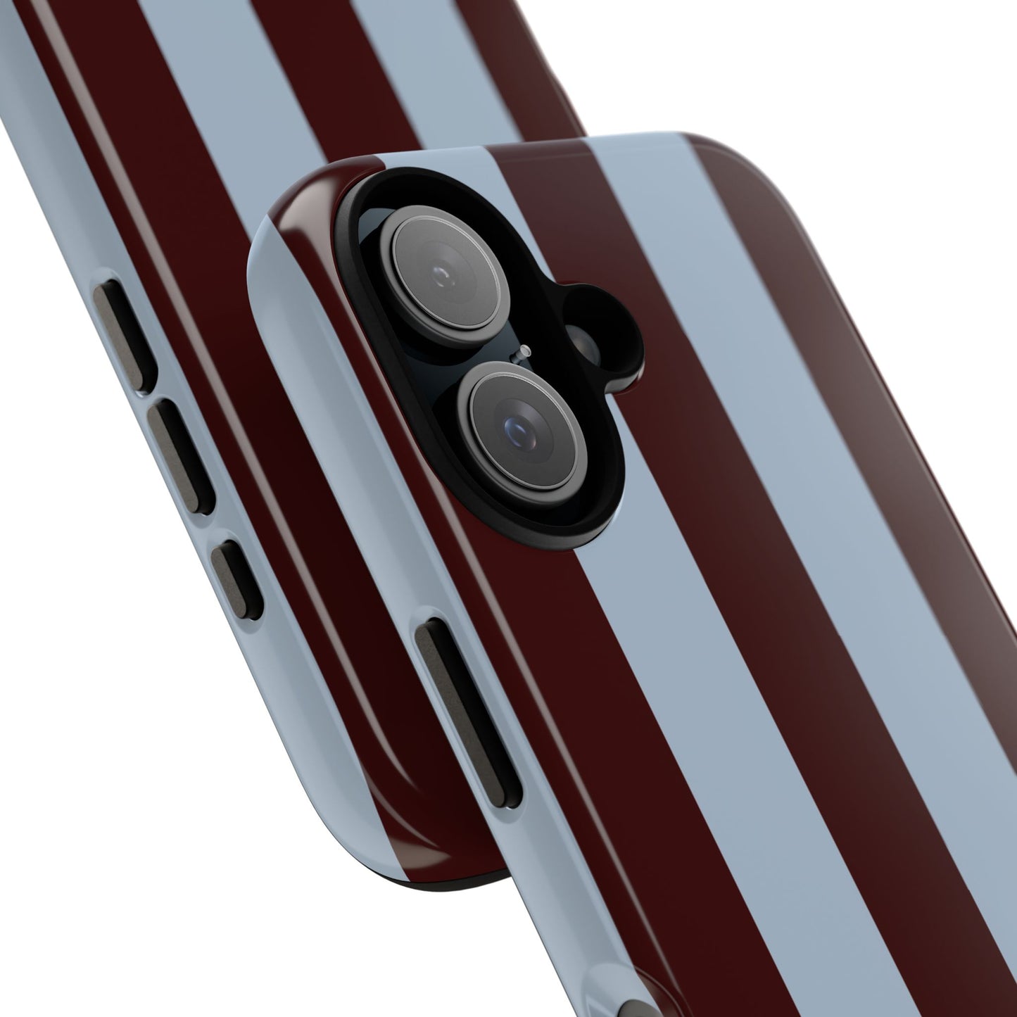 Chocolate Brown & Light Blue Striped Tough Phone Case