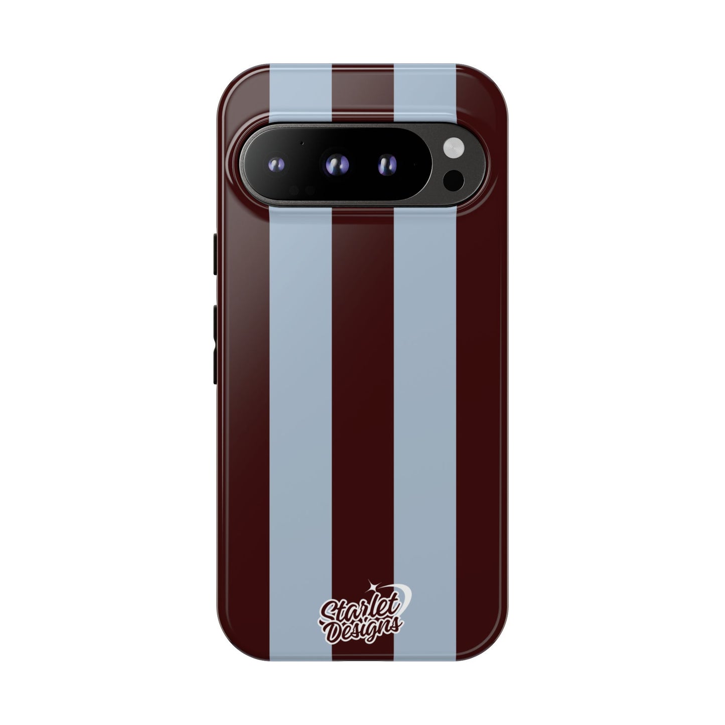 Chocolate Brown & Light Blue Striped Tough Phone Case