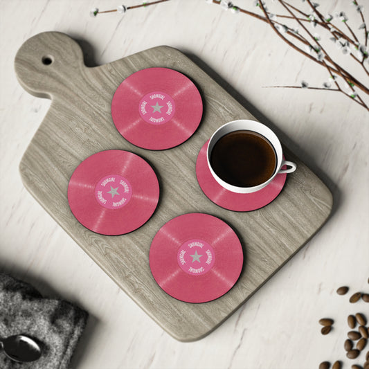 Magenta Vinyl Record Showgirl Coasters