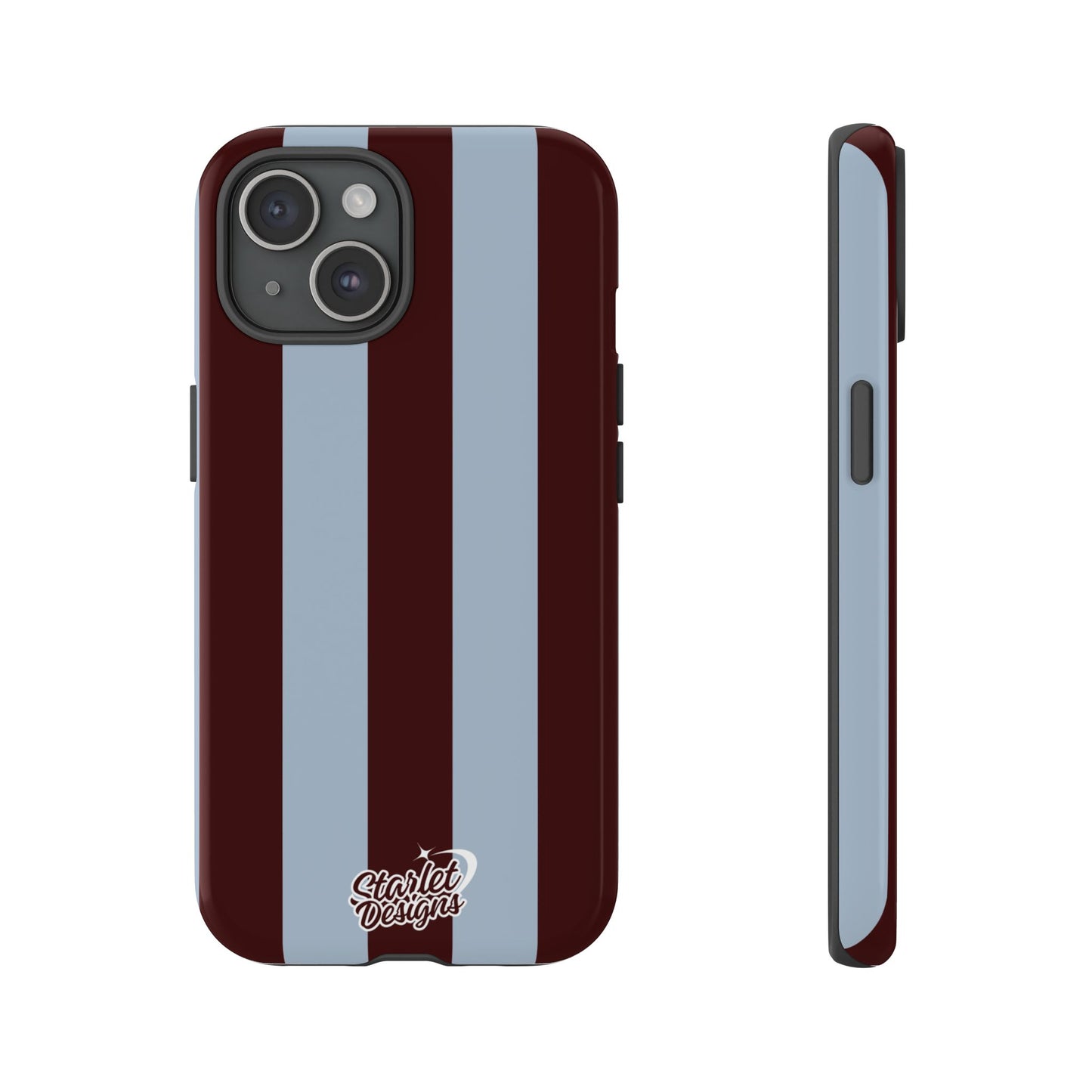Chocolate Brown & Light Blue Striped Tough Phone Case
