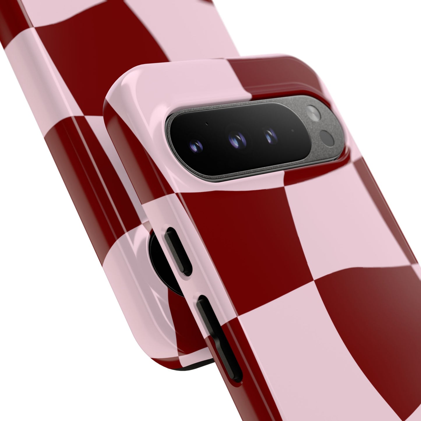 Red & Pink Wavy Checkerboard Tough Phone Case
