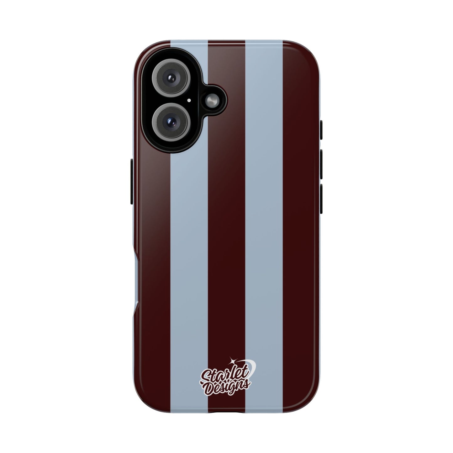 Chocolate Brown & Light Blue Striped Tough Phone Case