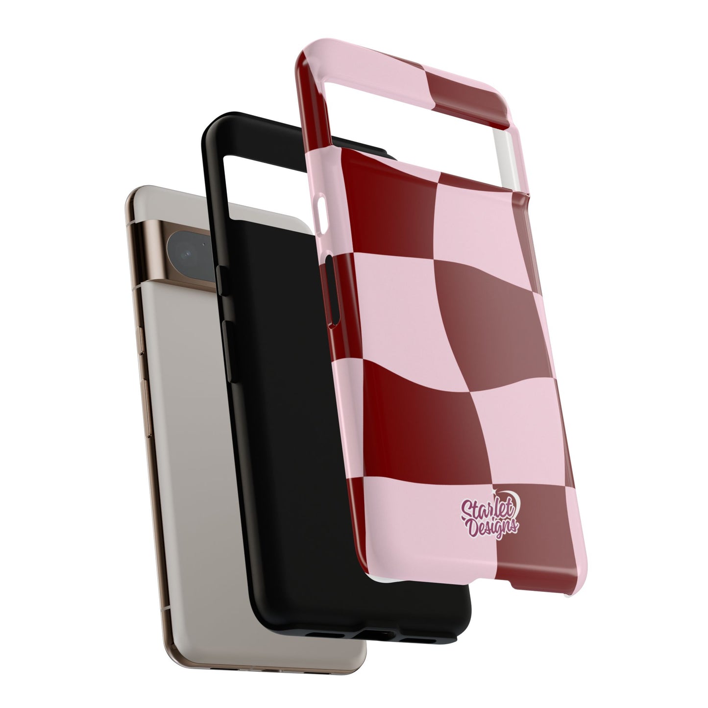 Red & Pink Wavy Checkerboard Tough Phone Case