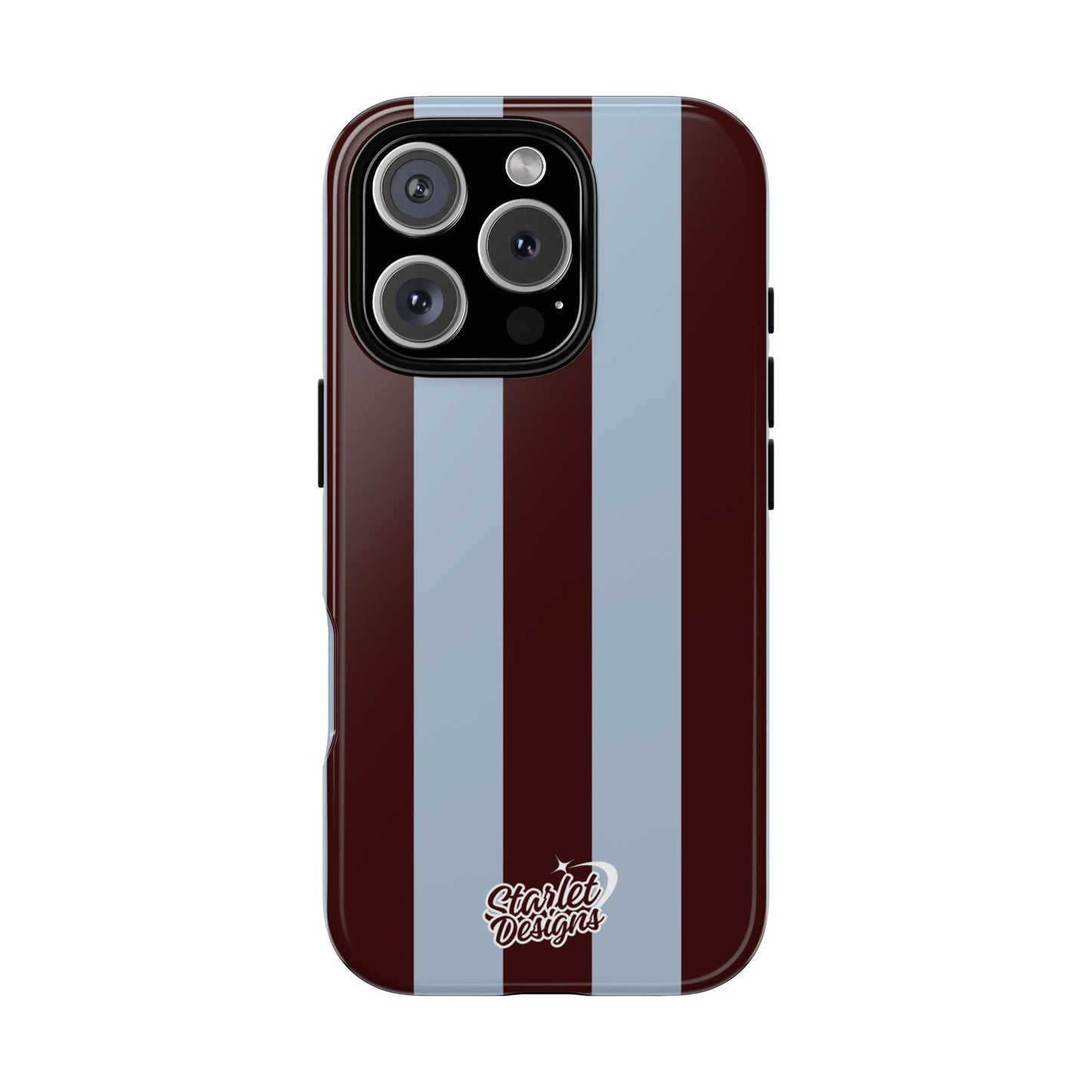 Chocolate Brown & Light Blue Striped Tough Phone Case
