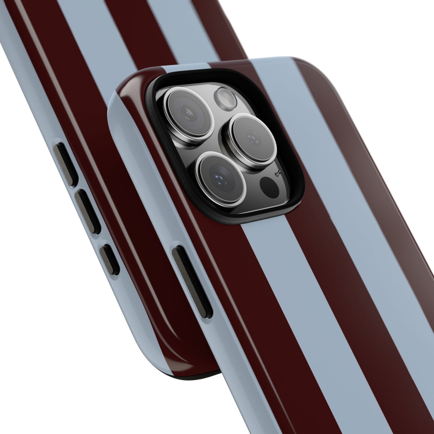 Chocolate Brown & Light Blue Striped Tough Phone Case