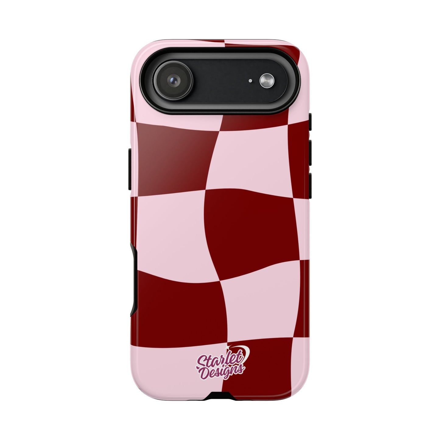 Red & Pink Wavy Checkerboard Tough Phone Case
