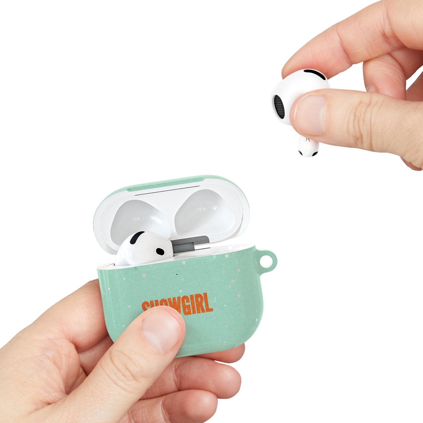 Mint Green Sparkly Showgirl-Themed Airpods Case | Pro Gen 1, Gen 3, Gen 4