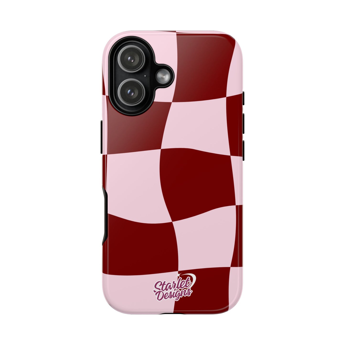 Red & Pink Wavy Checkerboard Tough Phone Case