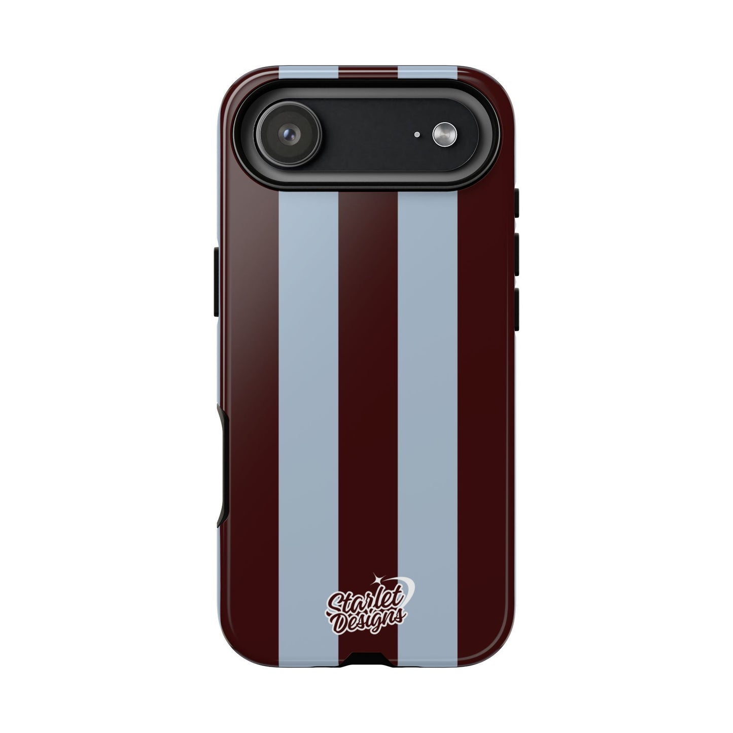 Chocolate Brown & Light Blue Striped Tough Phone Case