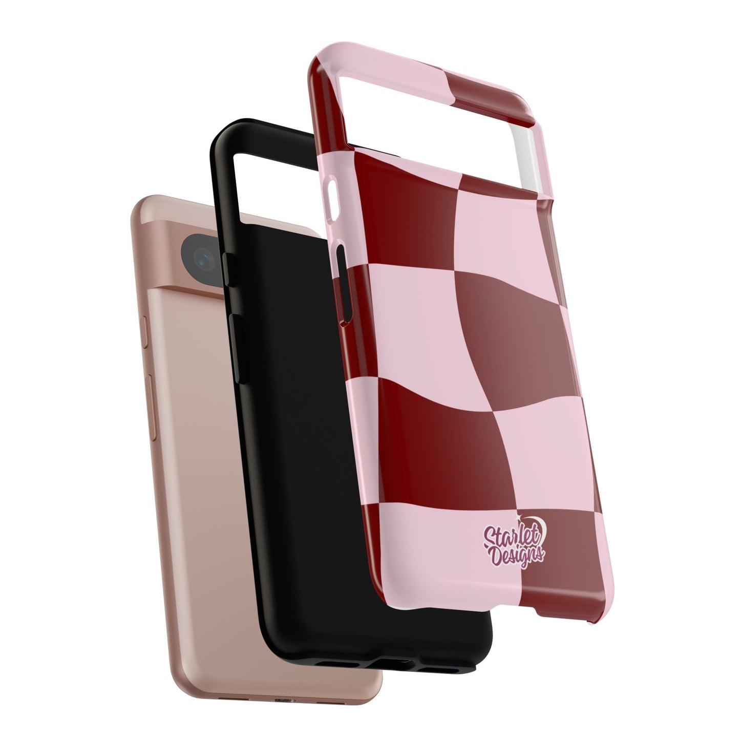 Red & Pink Wavy Checkerboard Tough Phone Case