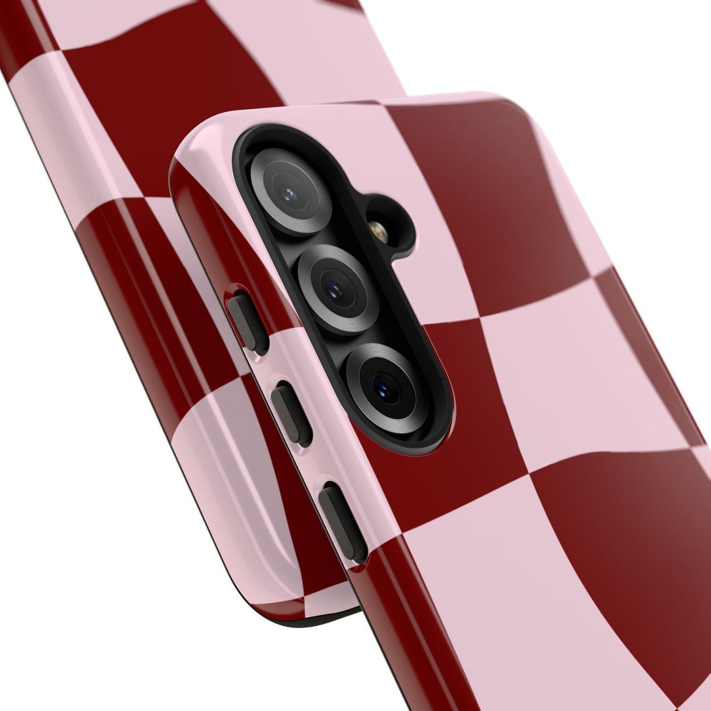 Red & Pink Wavy Checkerboard Tough Phone Case