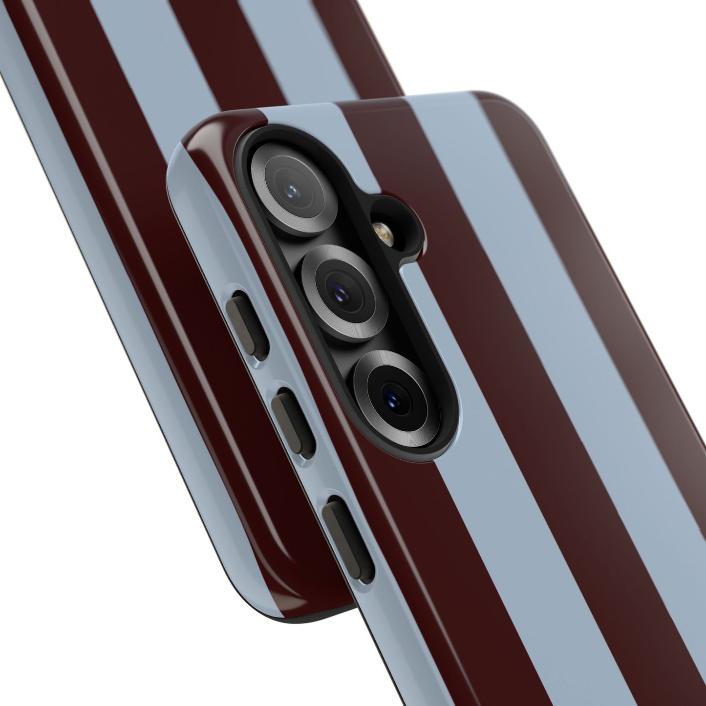 Chocolate Brown & Light Blue Striped Tough Phone Case
