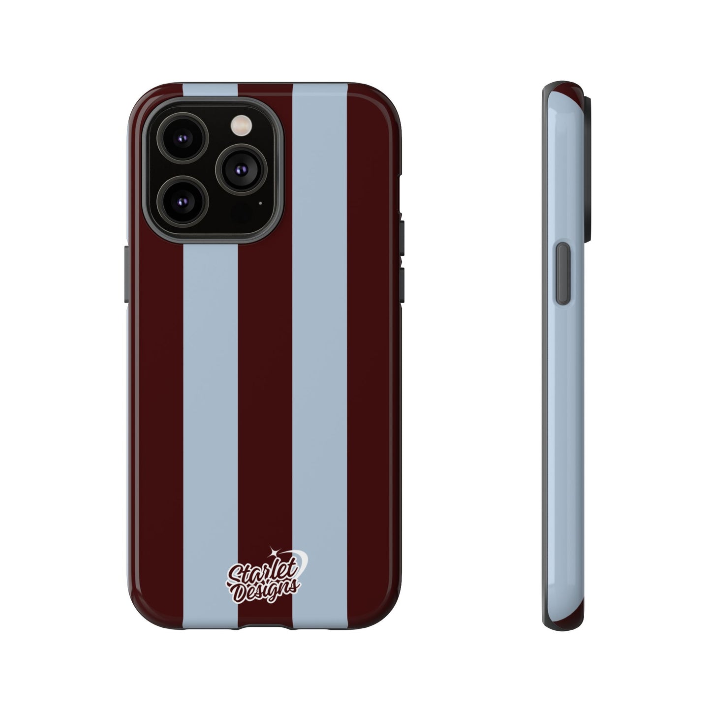 Chocolate Brown & Light Blue Striped Tough Phone Case