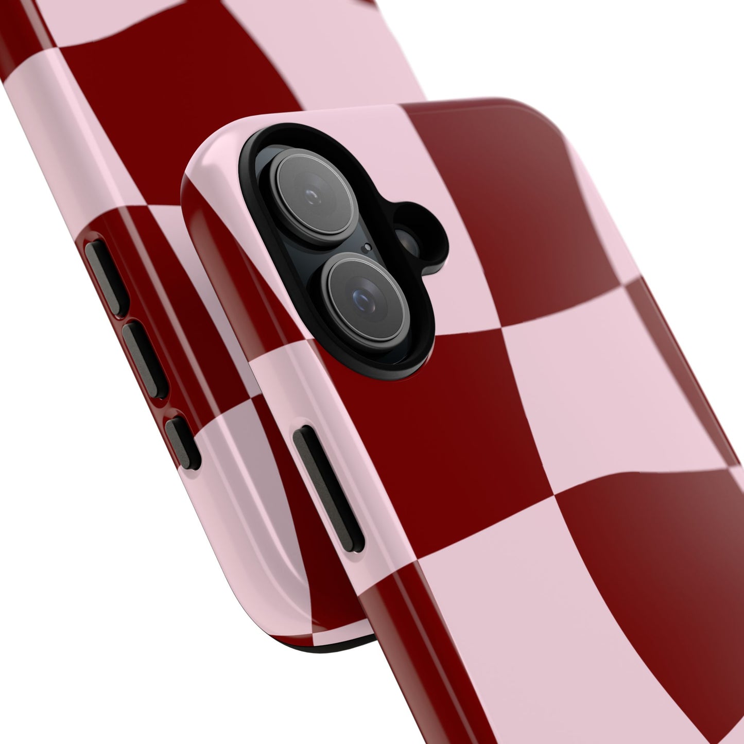 Red & Pink Wavy Checkerboard Tough Phone Case