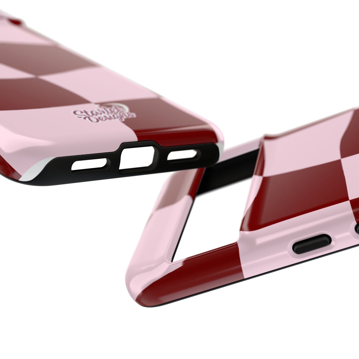Red & Pink Wavy Checkerboard Tough Phone Case