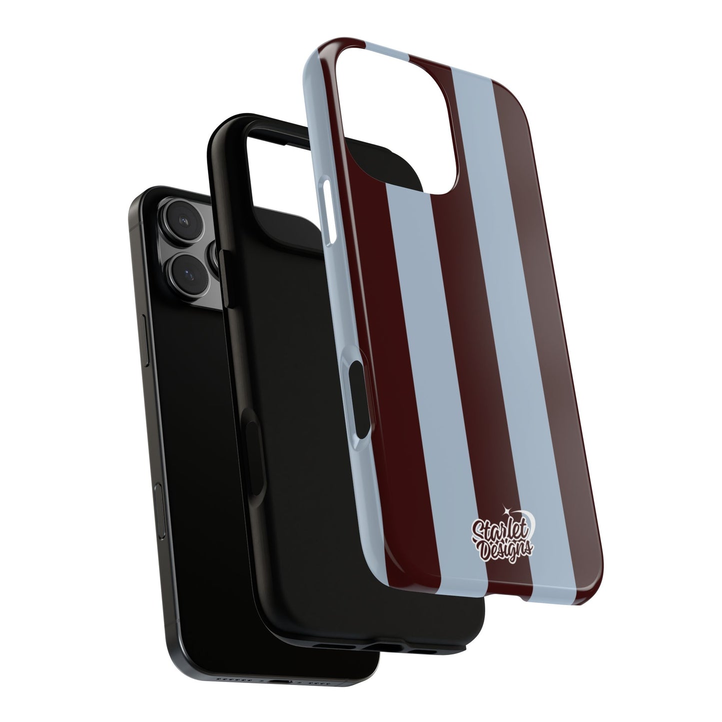 Chocolate Brown & Light Blue Striped Tough Phone Case