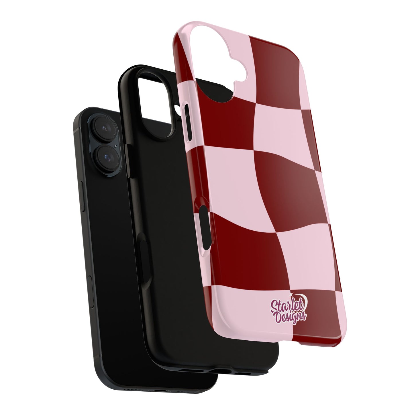 Red & Pink Wavy Checkerboard Tough Phone Case