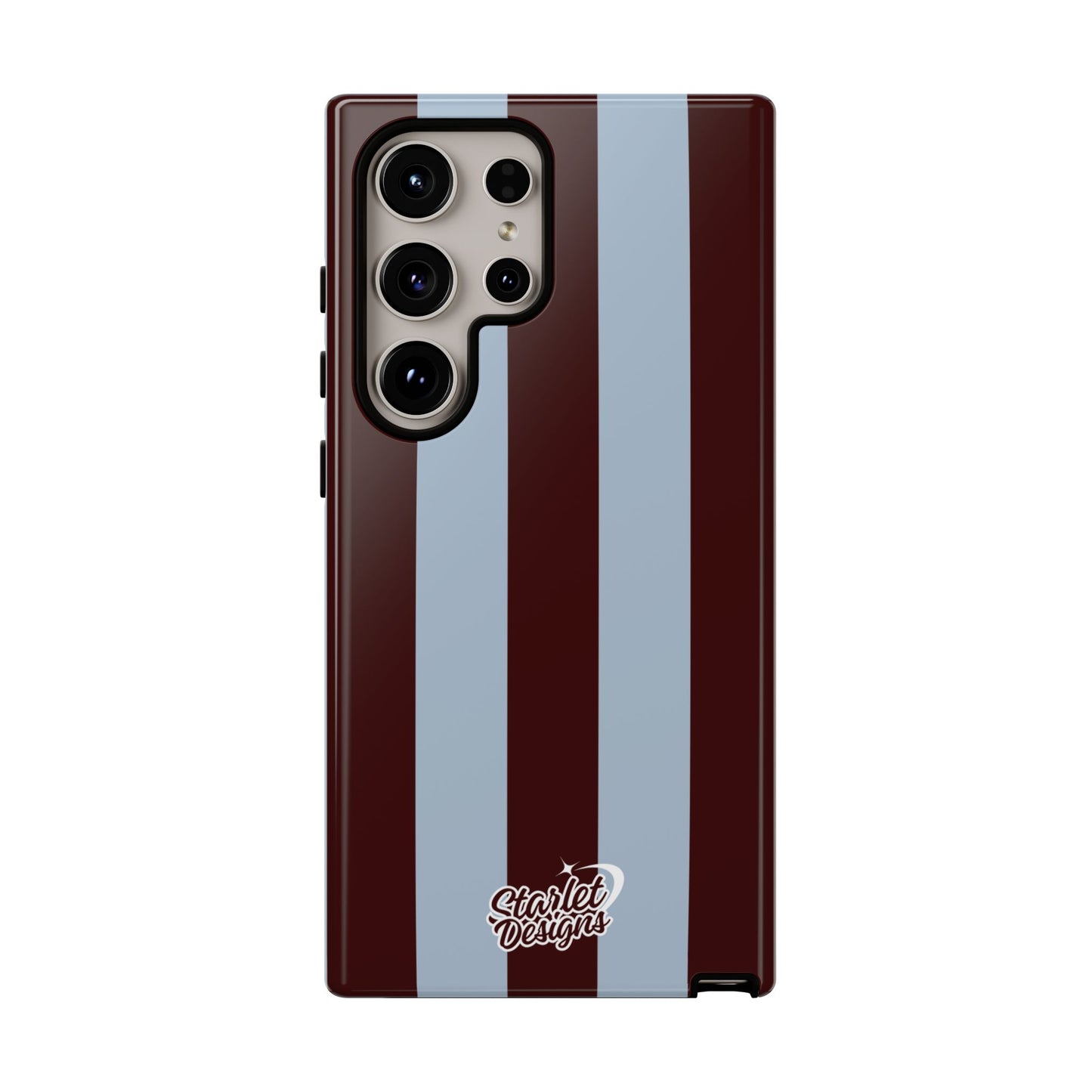 Chocolate Brown & Light Blue Striped Tough Phone Case