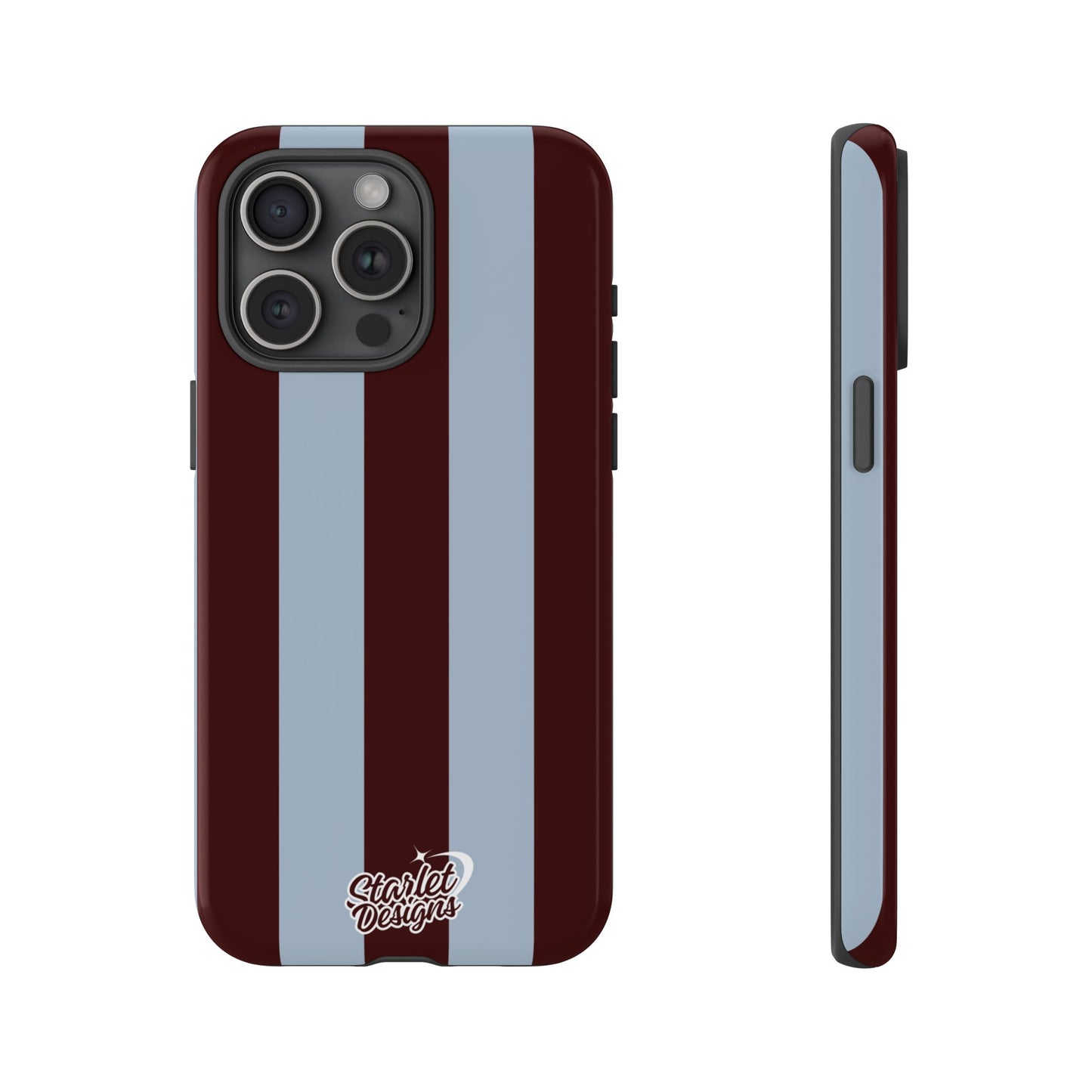 Chocolate Brown & Light Blue Striped Tough Phone Case