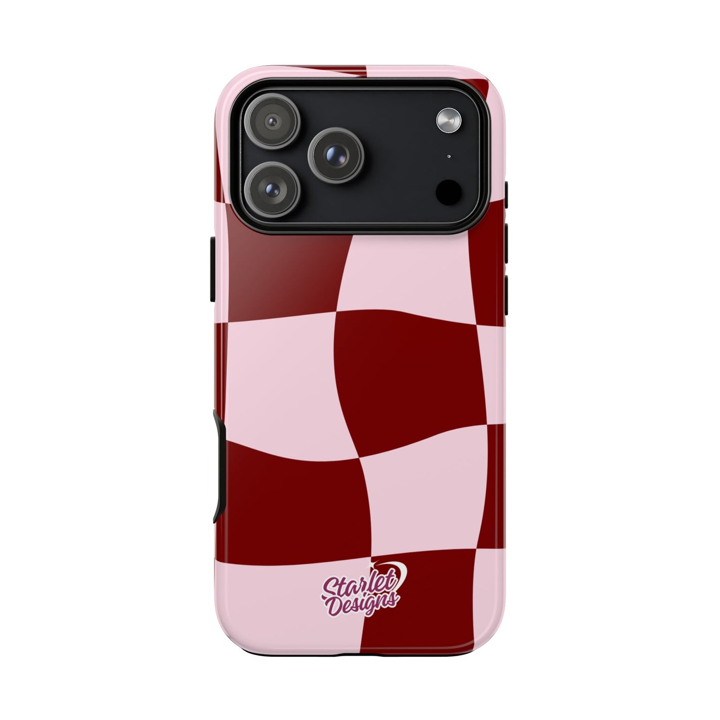 Red & Pink Wavy Checkerboard Tough Phone Case
