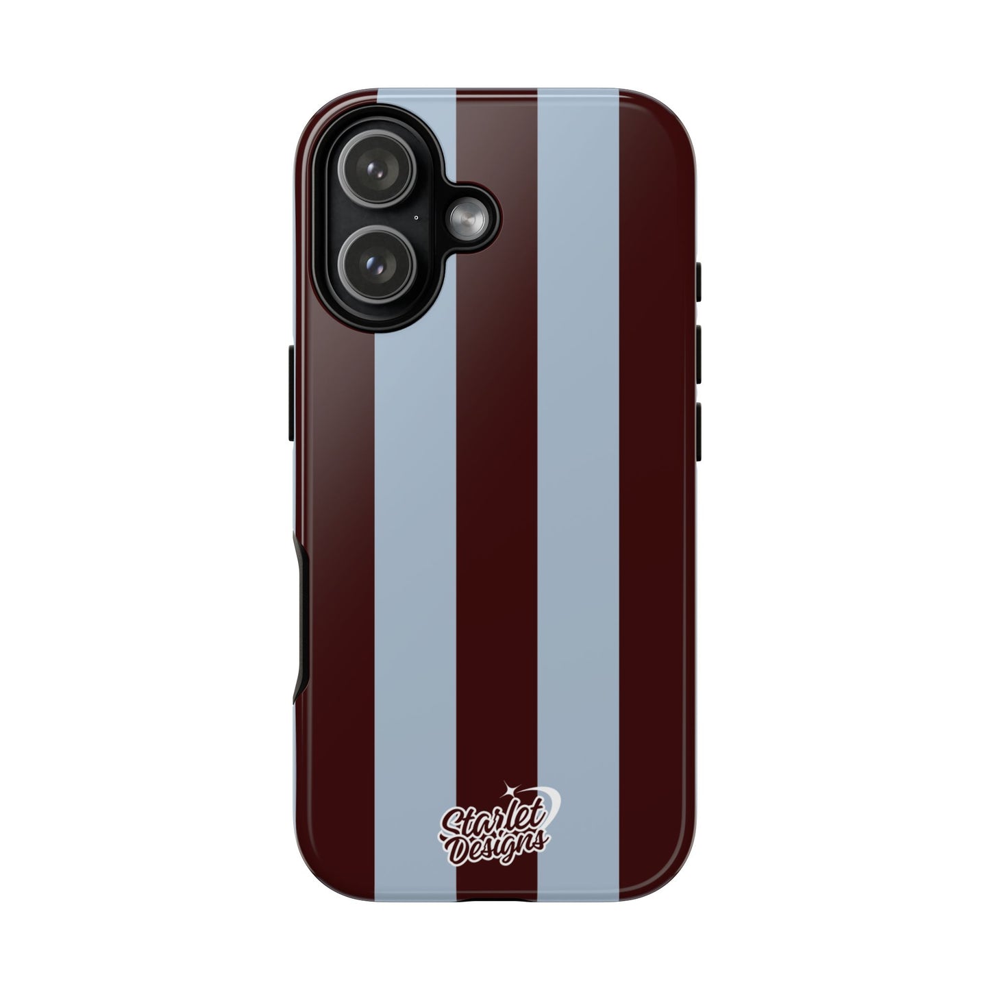 Chocolate Brown & Light Blue Striped Tough Phone Case
