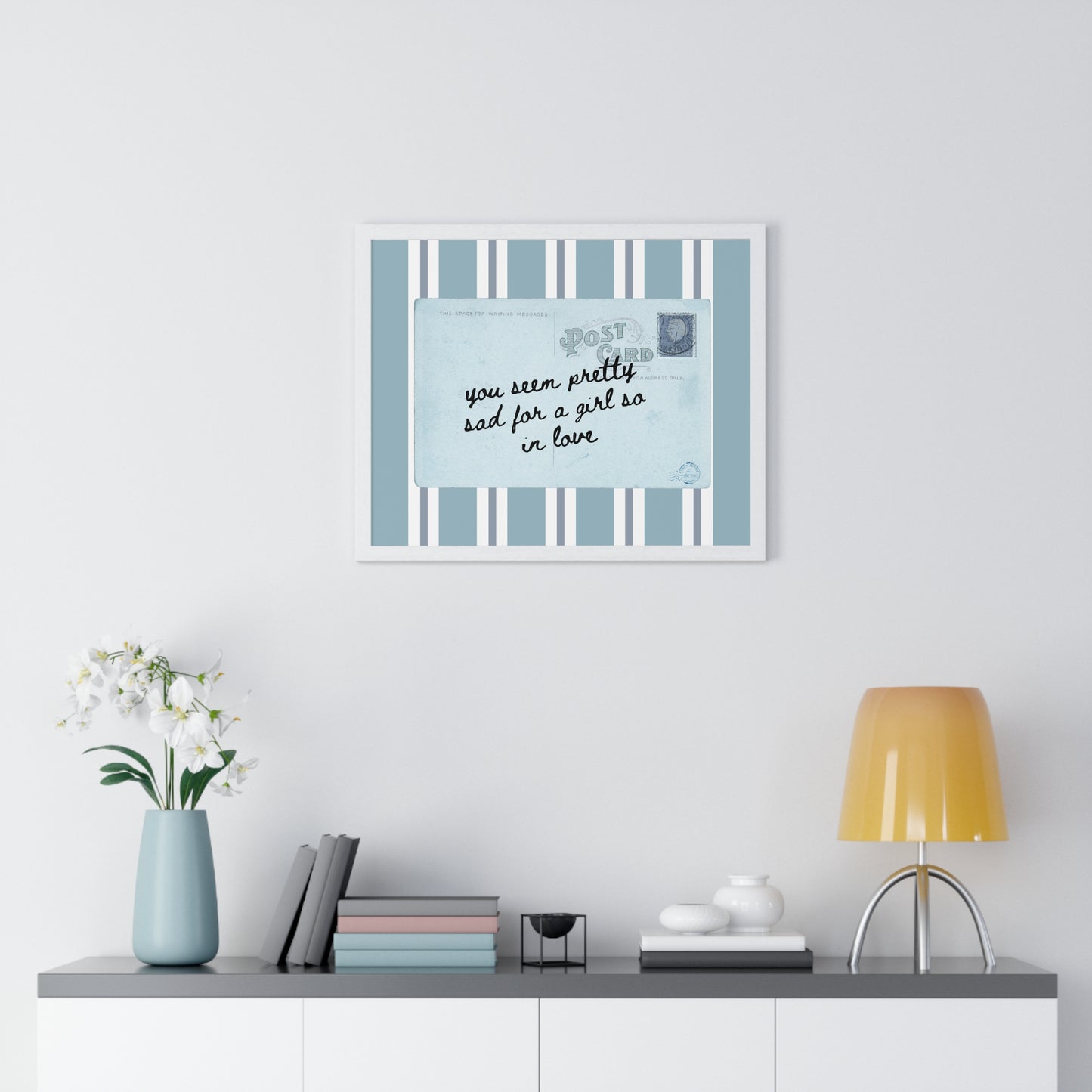 Pretty Sad, So in Love Vintage Postcard Wall Art