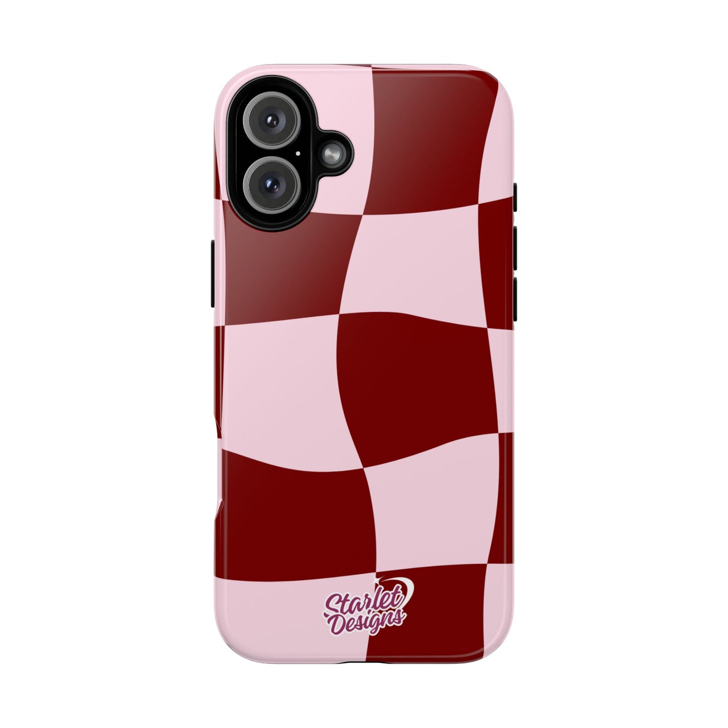 Red & Pink Wavy Checkerboard Tough Phone Case