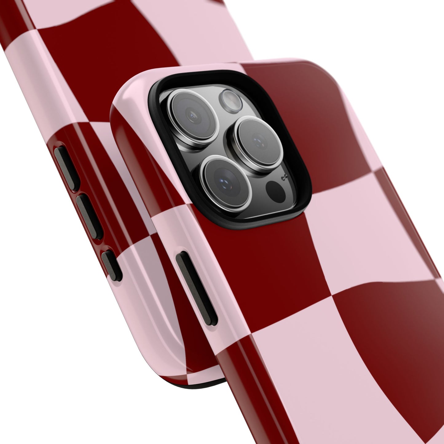 Red & Pink Wavy Checkerboard Tough Phone Case