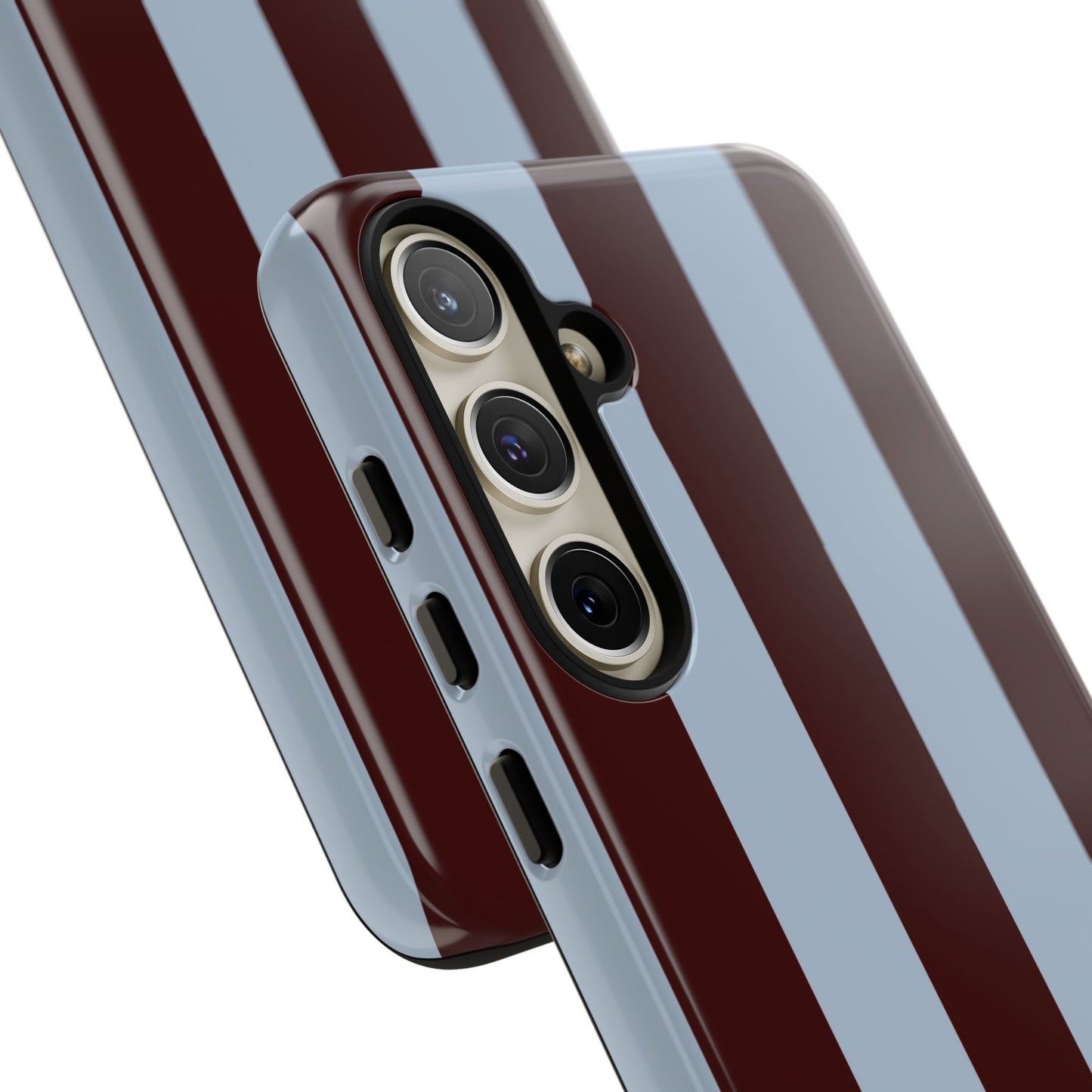 Chocolate Brown & Light Blue Striped Tough Phone Case
