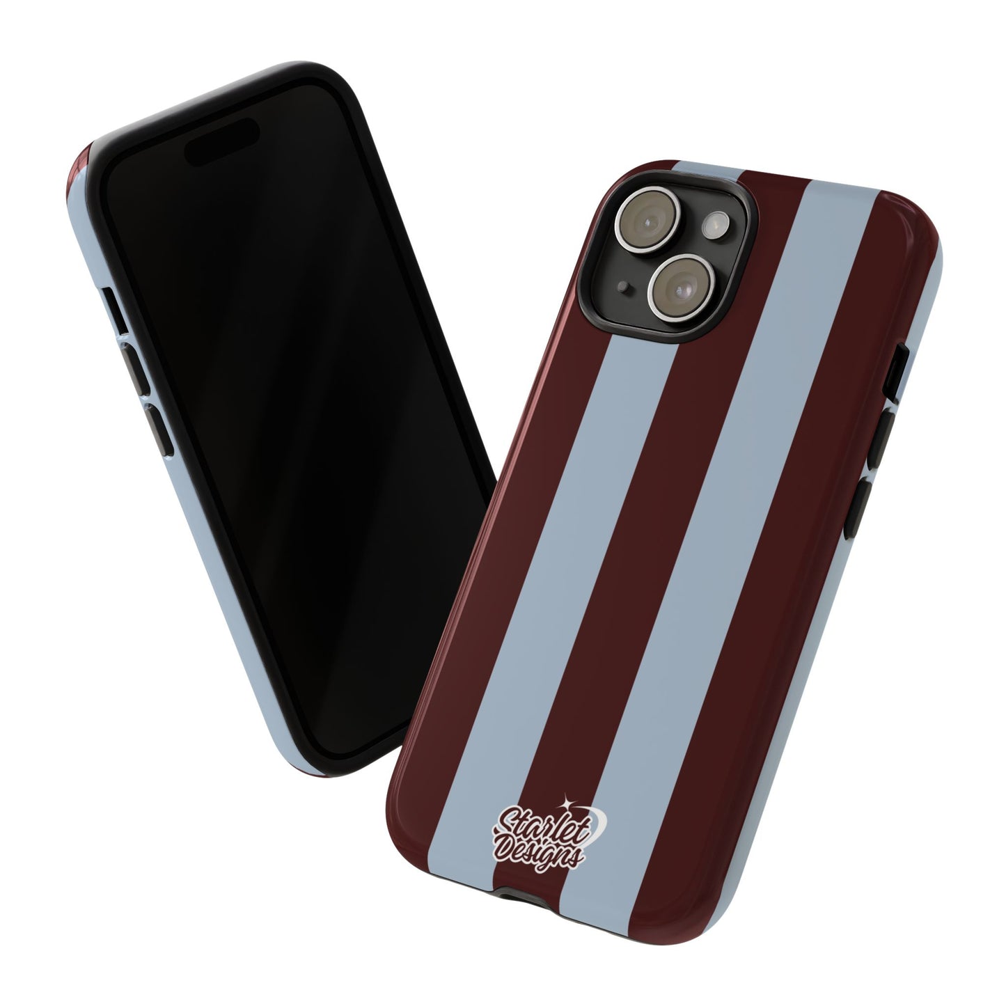 Chocolate Brown & Light Blue Striped Tough Phone Case