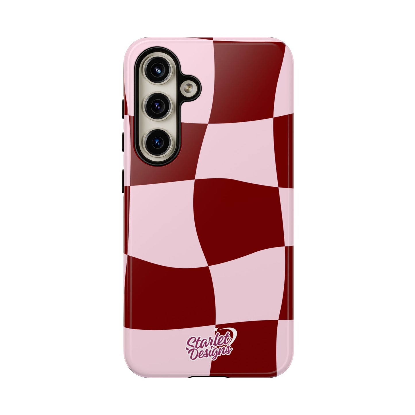 Red & Pink Wavy Checkerboard Tough Phone Case
