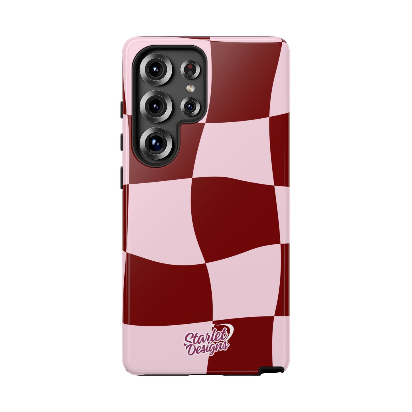 Red & Pink Wavy Checkerboard Tough Phone Case