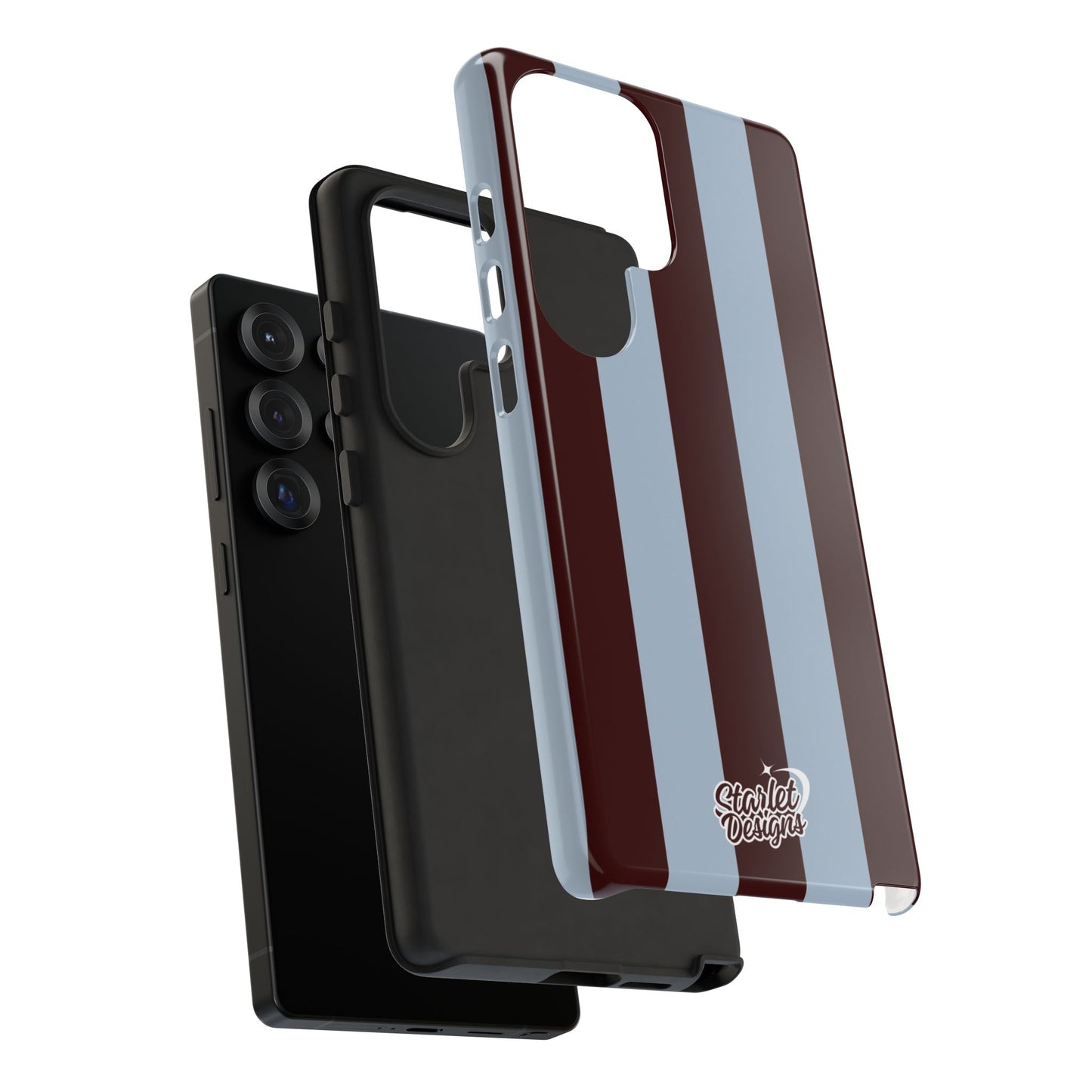 Chocolate Brown & Light Blue Striped Tough Phone Case
