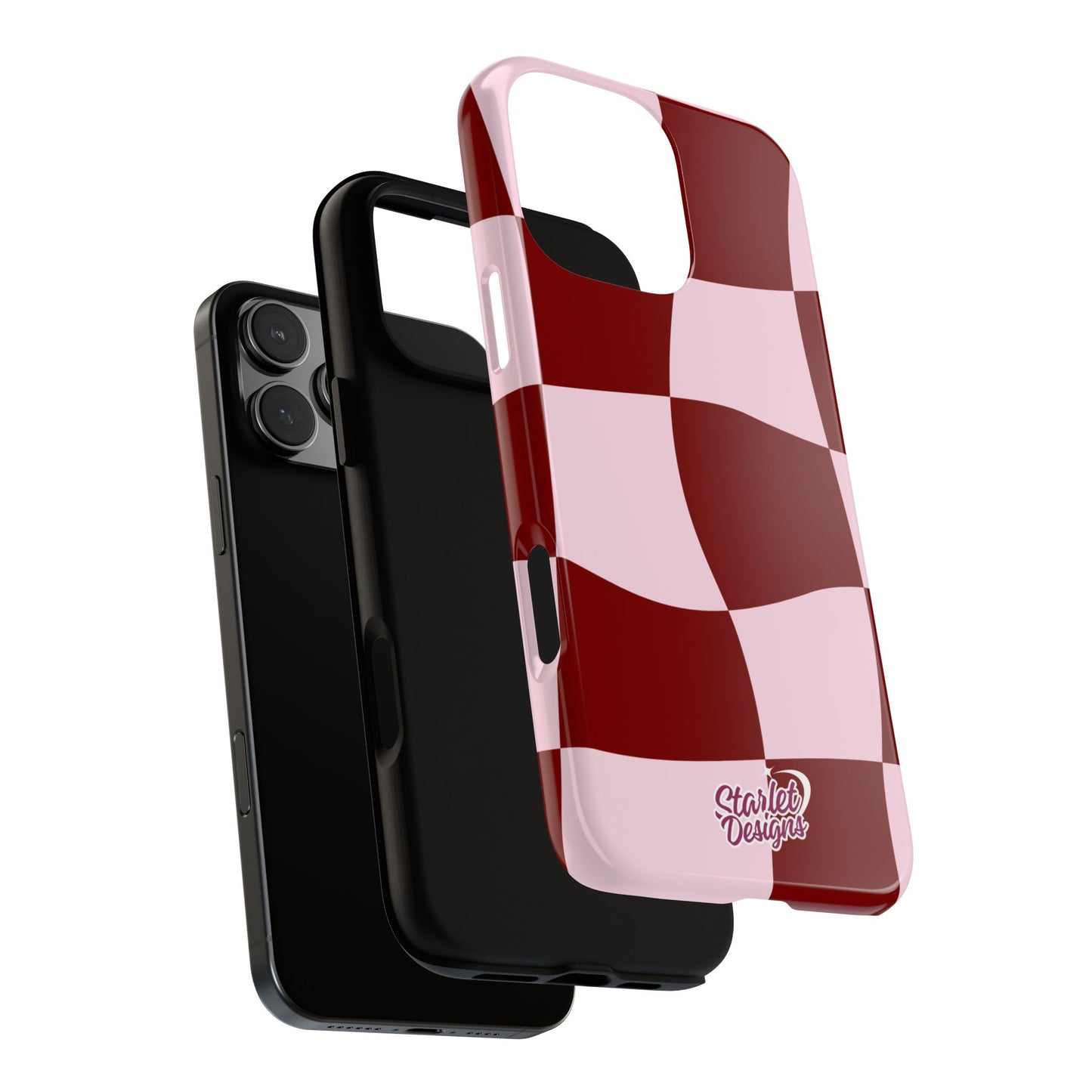 Red & Pink Wavy Checkerboard Tough Phone Case