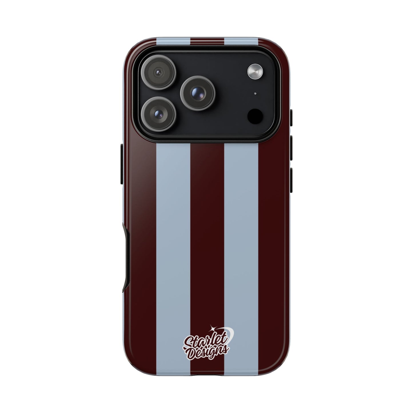 Chocolate Brown & Light Blue Striped Tough Phone Case