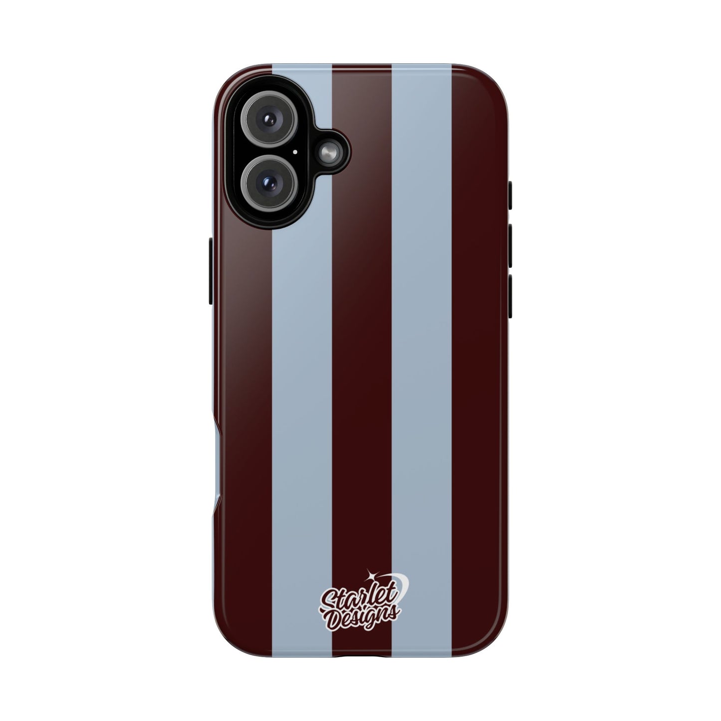 Chocolate Brown & Light Blue Striped Tough Phone Case