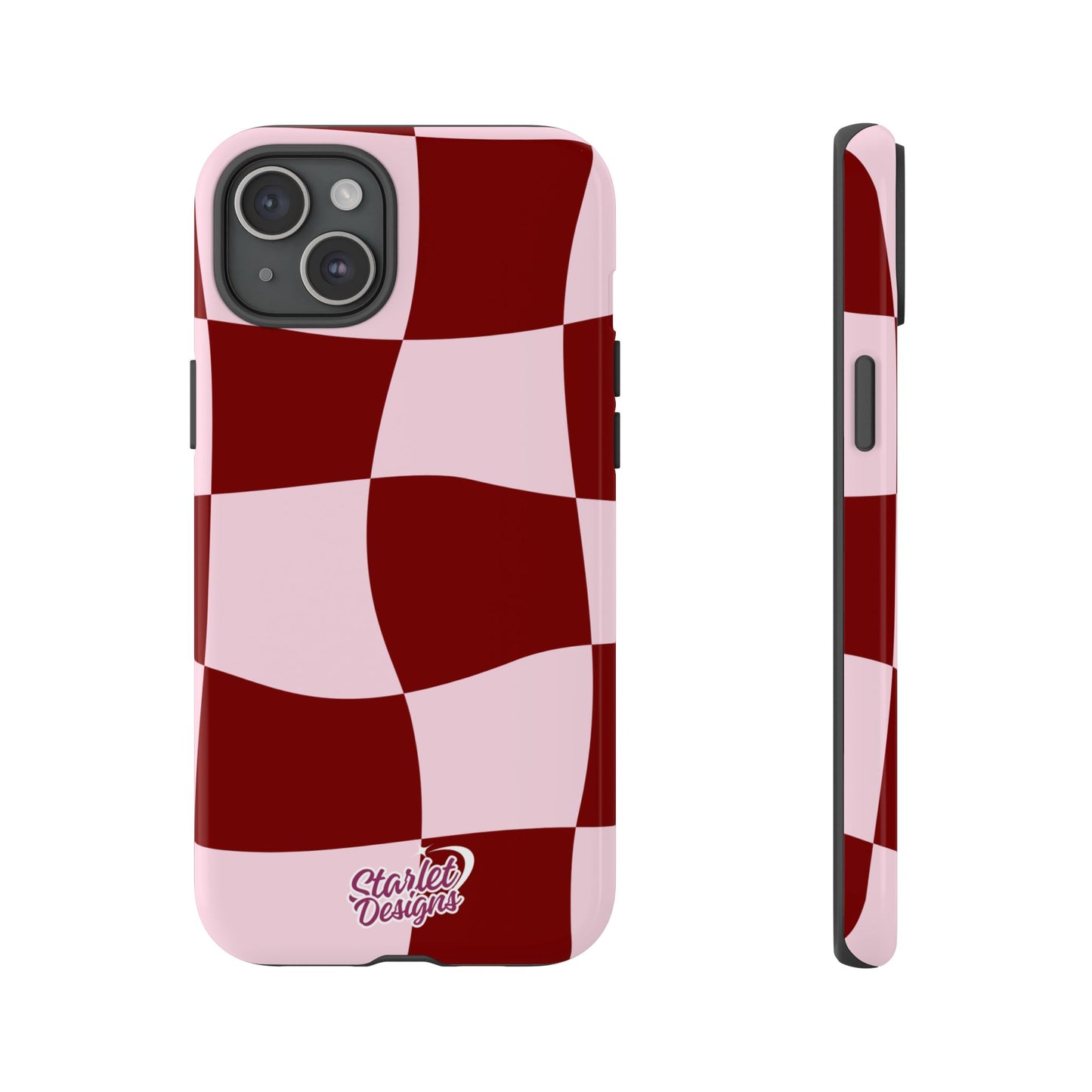 Red & Pink Wavy Checkerboard Tough Phone Case