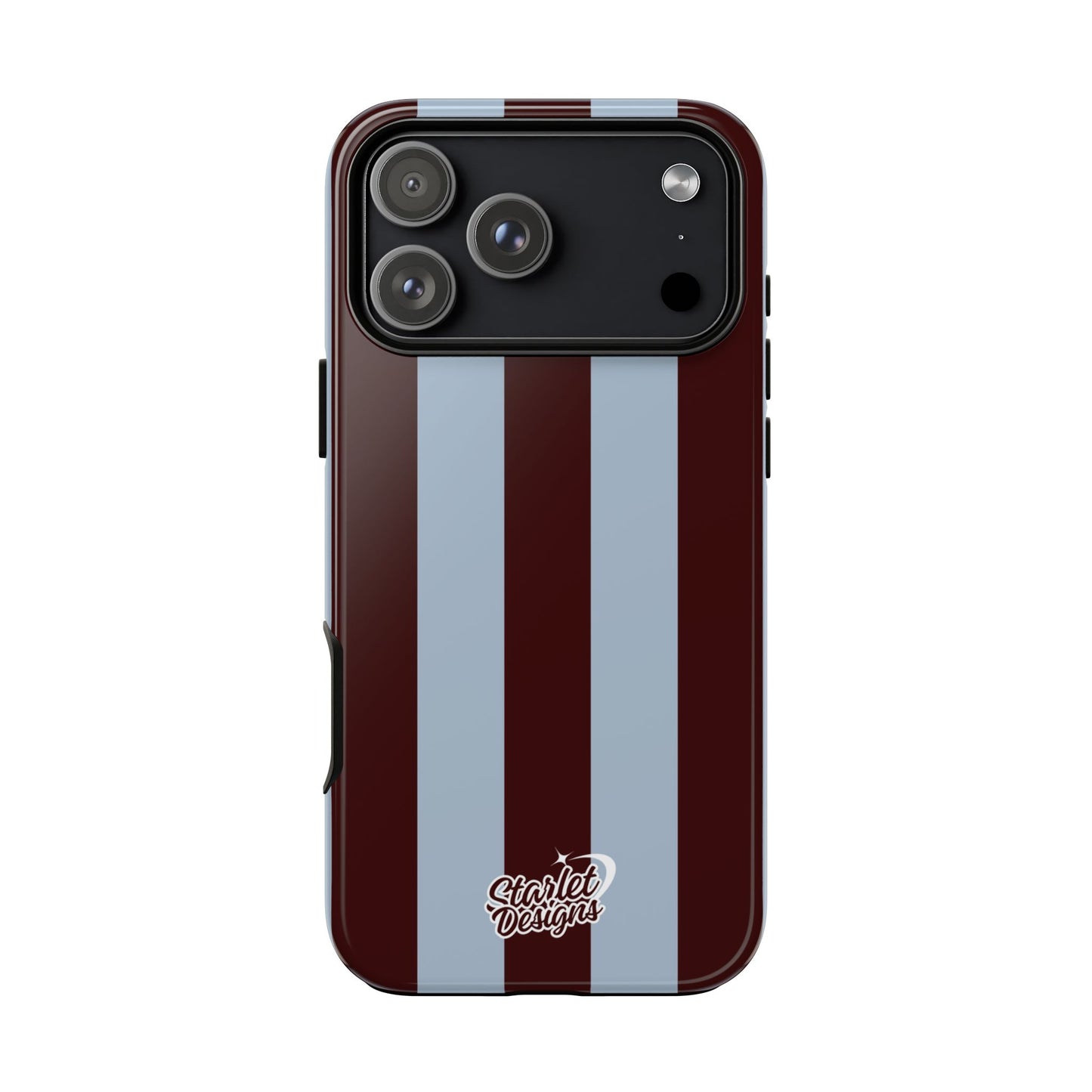 Chocolate Brown & Light Blue Striped Tough Phone Case