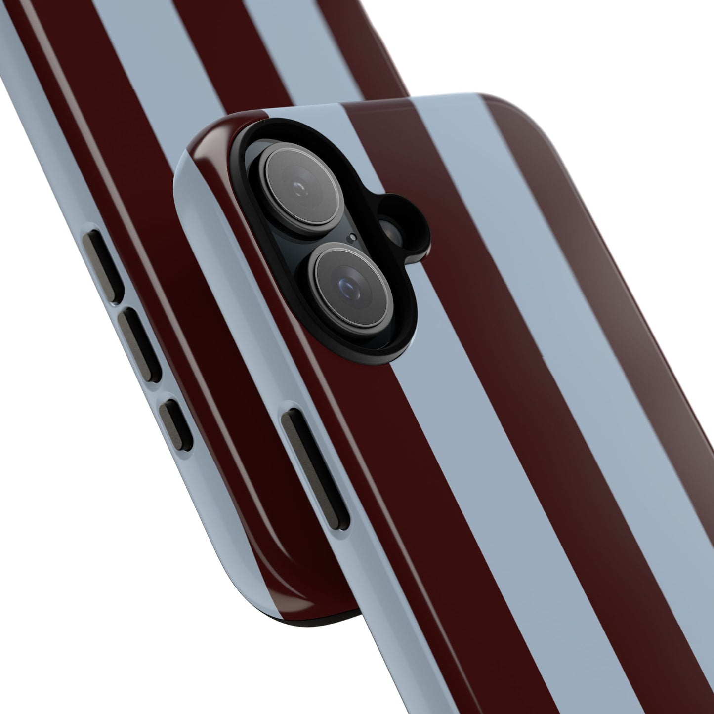 Chocolate Brown & Light Blue Striped Tough Phone Case