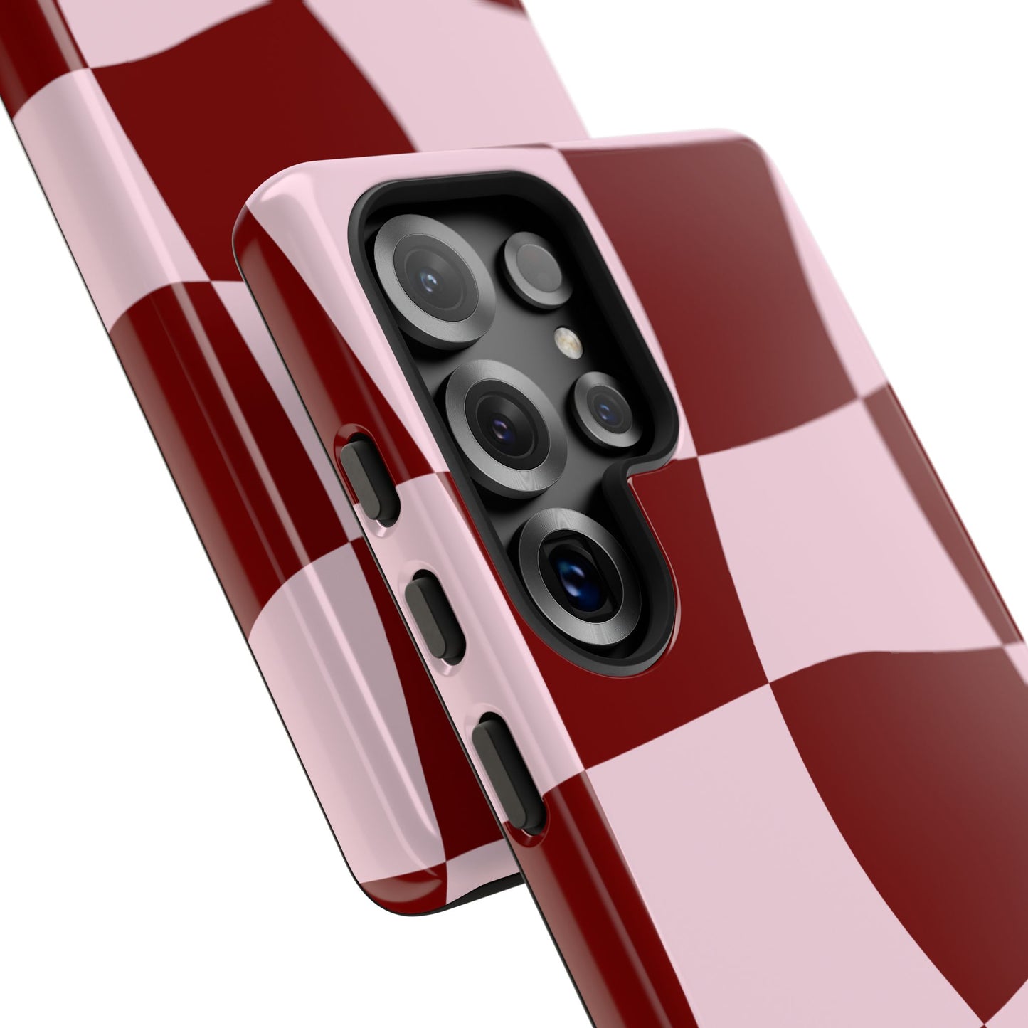 Red & Pink Wavy Checkerboard Tough Phone Case