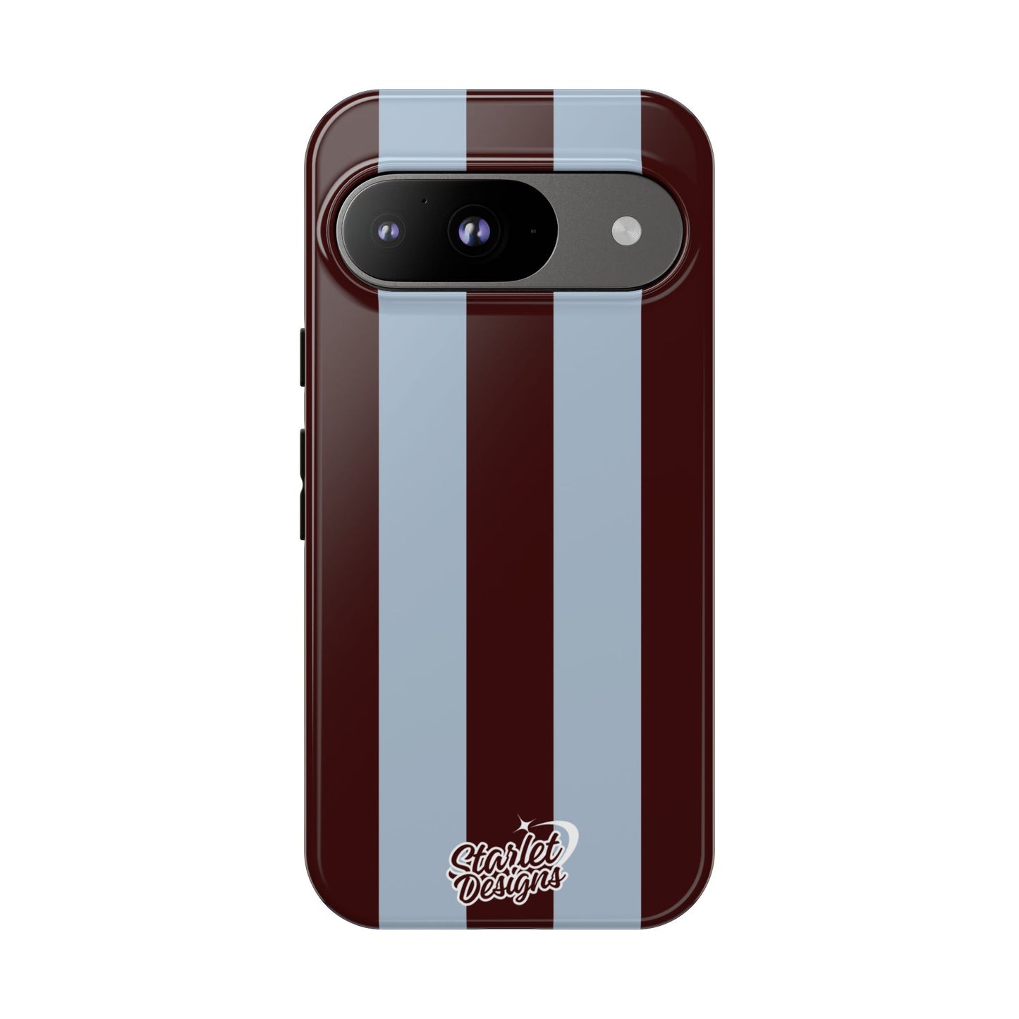 Chocolate Brown & Light Blue Striped Tough Phone Case