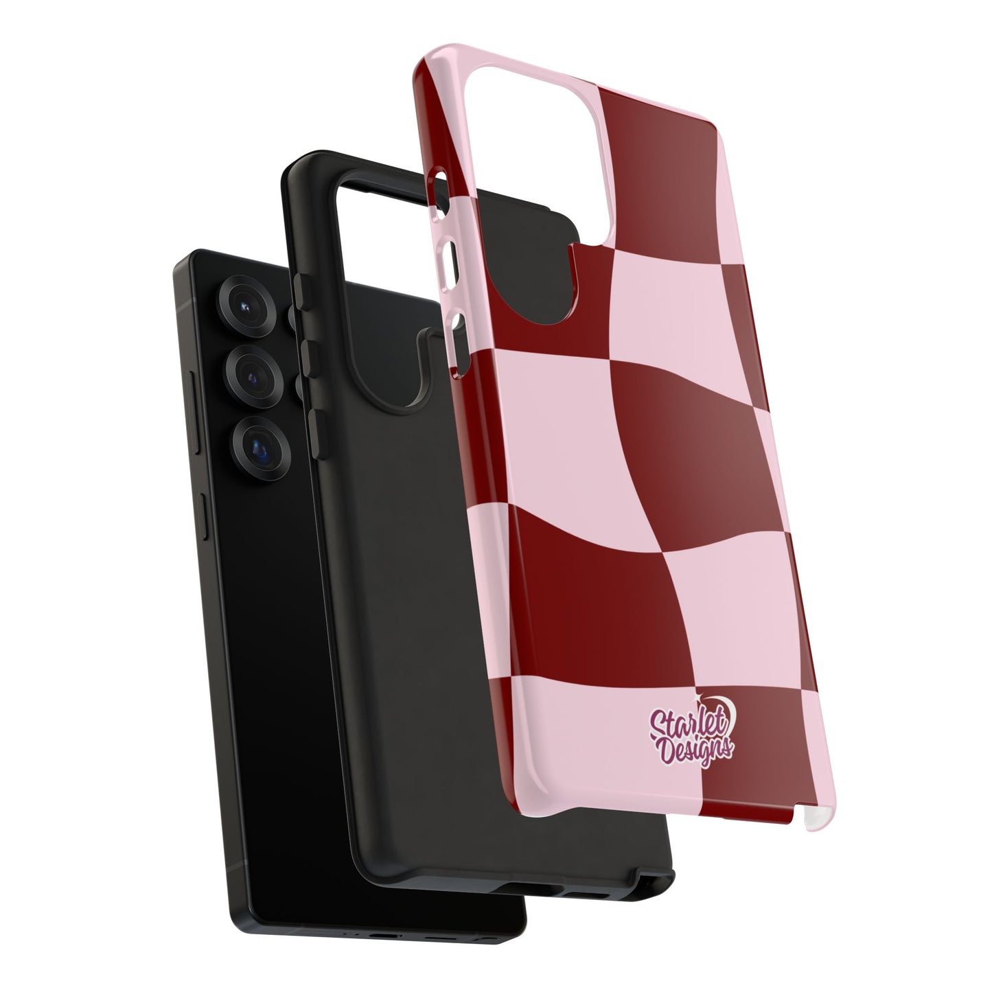 Red & Pink Wavy Checkerboard Tough Phone Case