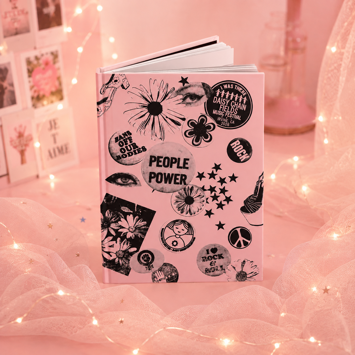 Daisy Chain Fields Lined Hardcover Notebook