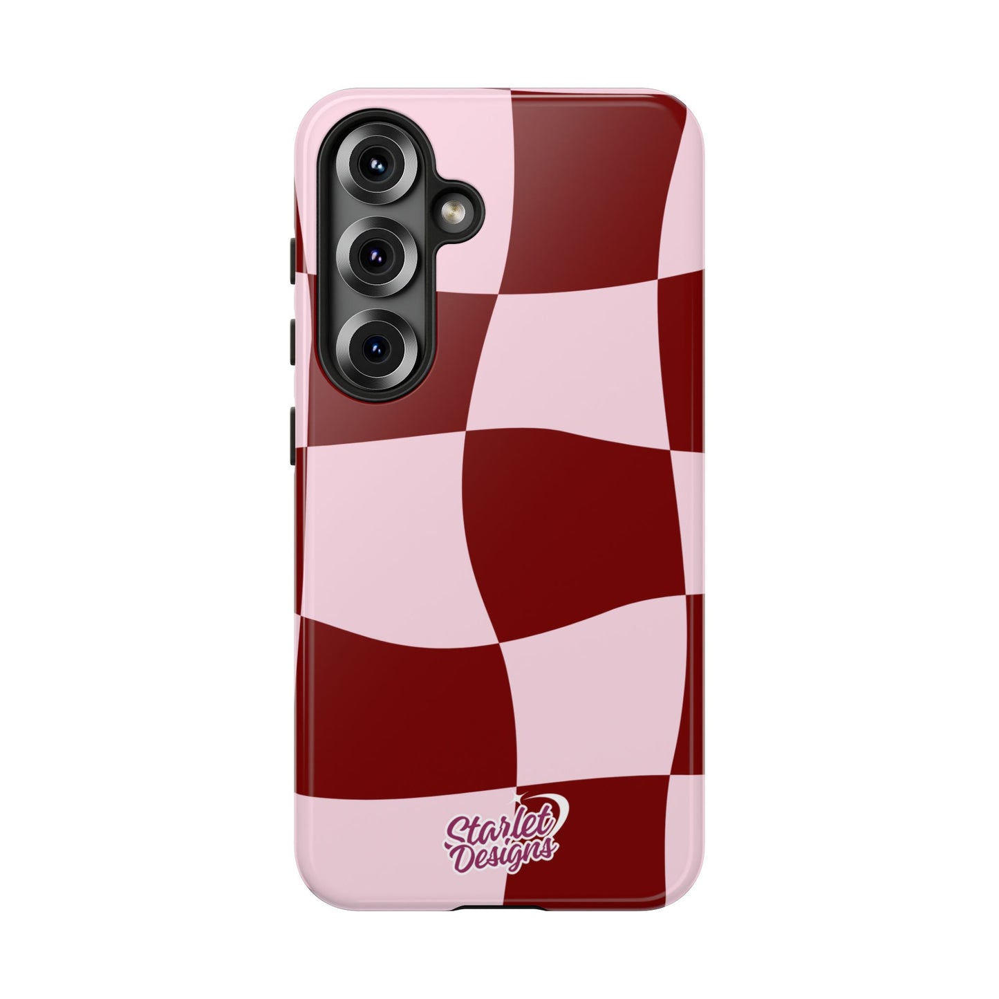 Red & Pink Wavy Checkerboard Tough Phone Case