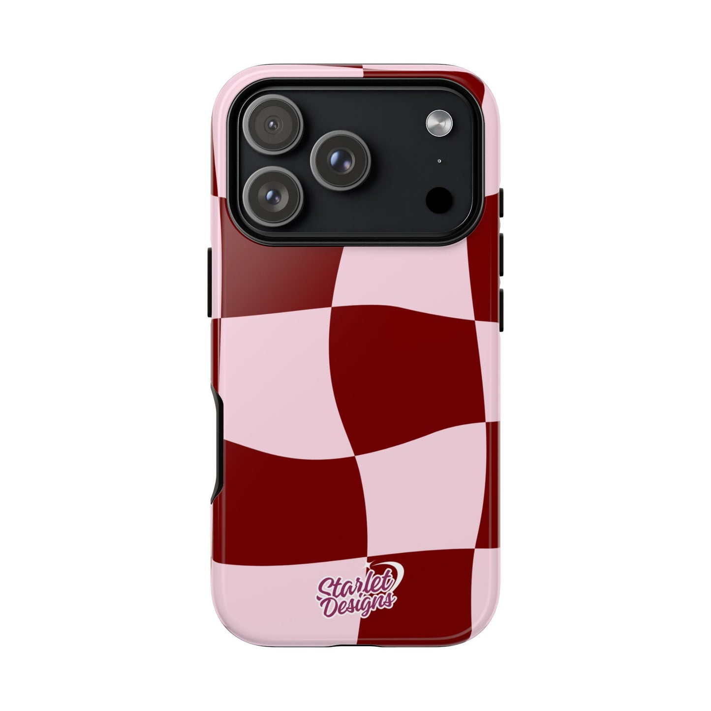 Red & Pink Wavy Checkerboard Tough Phone Case