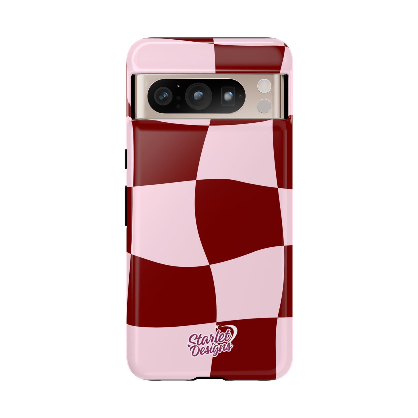 Red & Pink Wavy Checkerboard Tough Phone Case