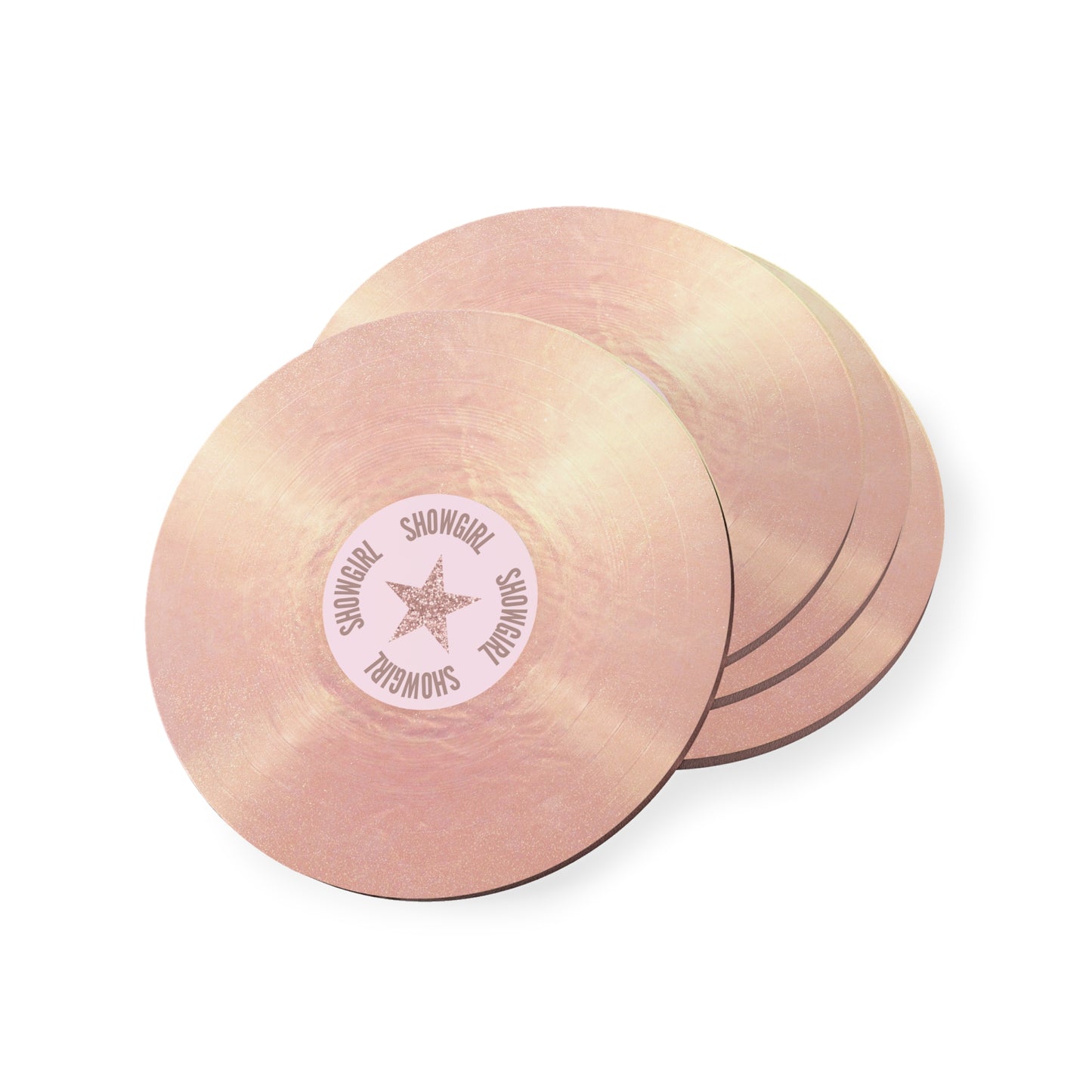 Pink Champagne Vinyl Record Showgirl Coasters